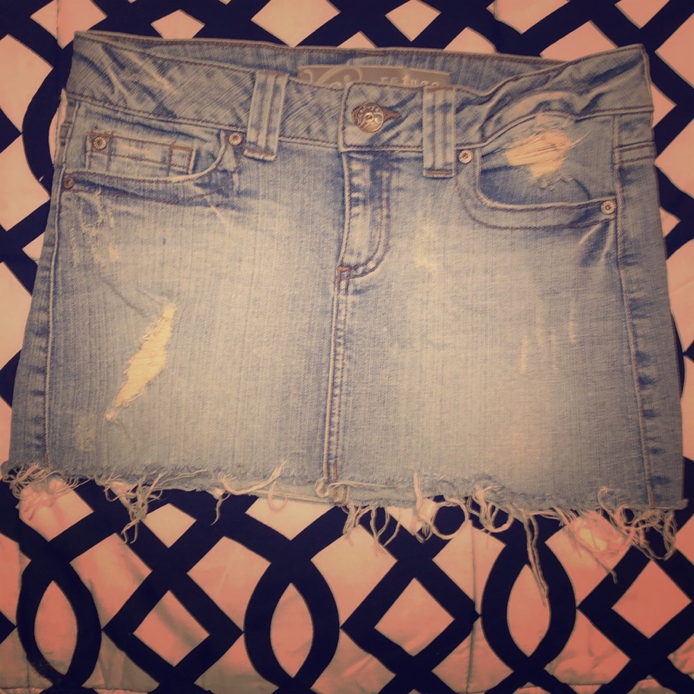 Frayed light jean skirt size 5 mini